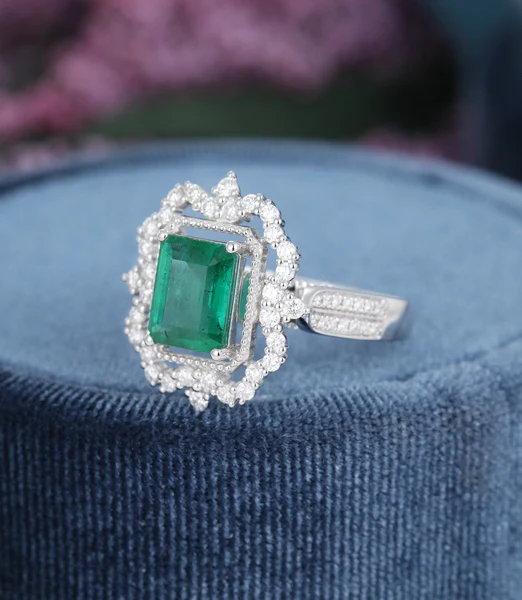 5_078ebf3b-d3de-473a-8a4f-62e76dd1e77f_600x600 Radiant Cut Green Moissanite Engagement Ring, Sterling Silver Unique Art Deco Engagement Ring Vintage Bridal Diamond Wedding Moissanite Promise Gift Women