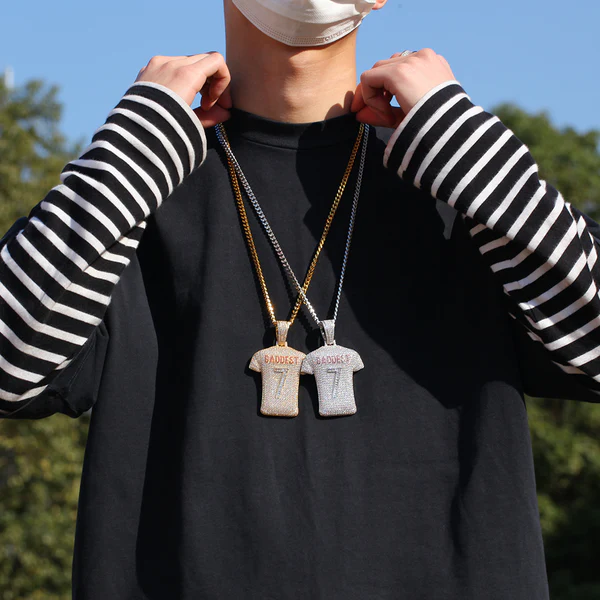 Round White VVS Diamond Tshirt Hip Hop Pendant, Sterling Silver Iced Out Birthday Gift Pendant, Charm Diamond Hip Hop Pendant