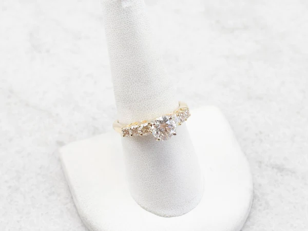 Round Cut Moissanite Solitaire Diamond Engagement Ring, Sterling Silver Moissanite Diamond Wedding Ring For Bridal, 10K/14K Gold Anniversary Diamond Ring For Gift