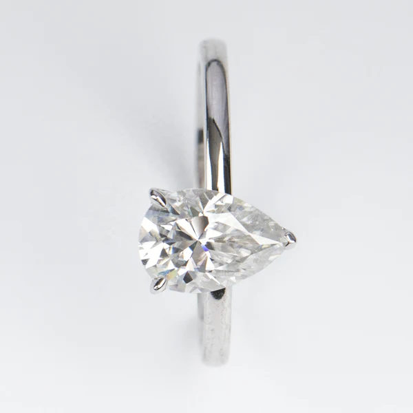 Pear Cut Moissanite Solitaire Diamond Engagement Ring, Sterling Silver Moissanite Diamond Wedding Ring For Bridal, 10K/14K Gold Anniversary Diamond Ring For Gift
