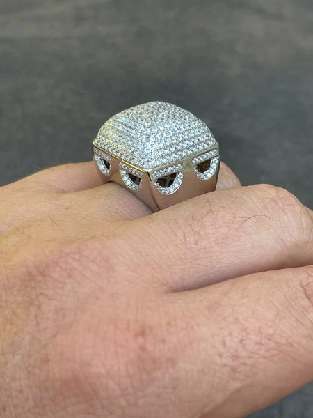 Moissanite Diamond Customized Men Diamond Ring, Sterling Silver Champion Men Ring For Birthday Gift, Gold Plated Diamond Ring, Men Ring