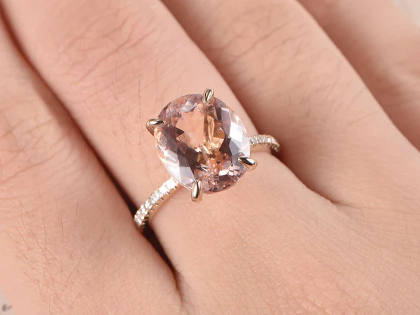 5_223829a6-3030-4c9d-b85e-b4471b7e6059_600x600 Pink Morganite Engagement Ring Rose Gold 14K Rose Gold Diamond Band Oval Natural Morganite Ring Promise Ring Wedding Ring