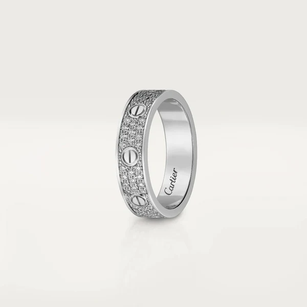 925 Sterling Silver Round Moissanite Diamond LOVE Unisex Ring, Fully Iced Gold Plated Men LOVE Pinky Ring, Round Moissanite Diamond Hip Hop Ring For Him