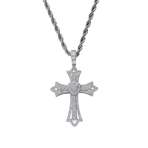 Round Cross VVS Diamond Hip Hop Pendant, Sterling Silver Iced Out Birthday Gift Pendant, VVS Diamond Hip Hop Charm Pendant