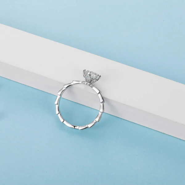 Round Moissanite Solitaire Diamond Engagement Ring, Sterling Silver Moissanite Diamond Wedding Ring For Bridal, 10K/14K Gold Anniversary Diamond Ring For Gift