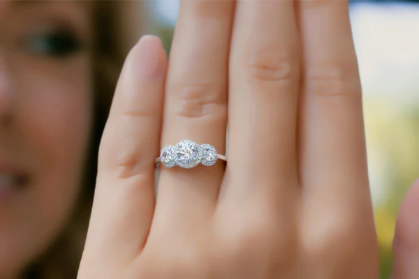 5_298a4d62-4f5d-4f27-9150-eef9cbf97ddf_600x600 Round 3 Stone Moissanite Halo Diamond Engagement Ring, Sterling Silver Moissanite Diamond Wedding Ring For Bridal, 10K/14K Gold Anniversary Diamond Ring For Gift