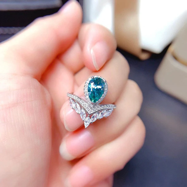 5_2b67fe7c-6dca-4341-8e4f-9d6bd264f209_600x600 Luxury Green Pear Shape Moissanite Ring 2ct D Color Women Ring For Anniversary Gift, Sterling Silver and Solid Gold Wedding Ring, Promise ring Best gift