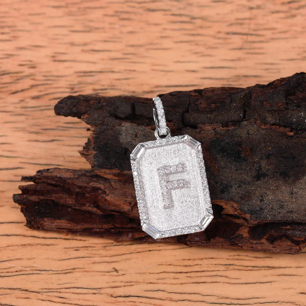 Round White VVS Diamond Customized Letter Hip Hop Pendant, Sterling Silver Iced Out Birthday Gift Pendant, Charm Diamond Hip Hop Pendant