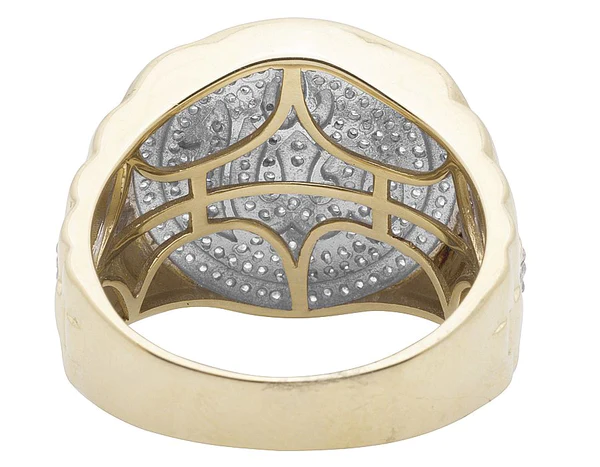 925 Sterling Silver Moissanite Diamond ALLAH Men Ring, Fully Iced Gold Plated Men Pinky Ring, Round Moissanite Diamond Hip Hop Ring For Him