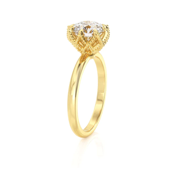 Round Moissanite Solitaire Diamond Engagement Ring, Sterling Silver Moissanite Diamond Wedding Ring For Bridal, 10K/14K Gold Anniversary Diamond Ring For Gift