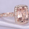2 carat Pink Morganite Ring Vintage Morganite Engagement Ring Cushion Cut 14k Rose gold Diamond Wedding Natural Morganite Ring