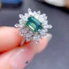 Green Moissanite Ring, Gorgeous Green Moissanite Ring, Moissanite Silver Ring, Dainty Ring, Green Moissanite Statement Ring