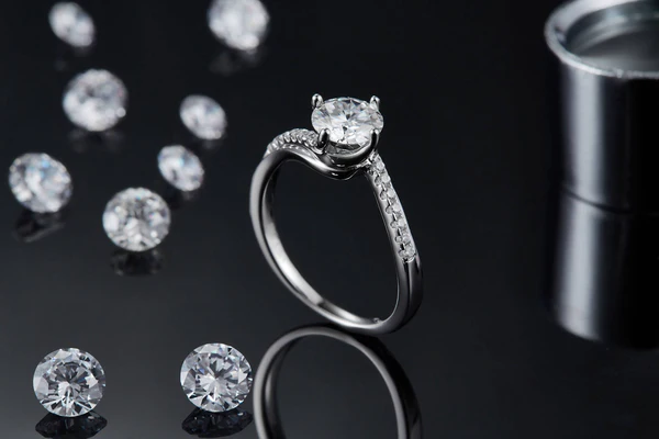 Round Moissanite Solitaire Diamond Engagement Ring, Sterling Silver Moissanite Diamond Wedding Ring For Bridal, 10K/14K Gold Anniversary Diamond Ring For Gift