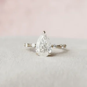 Pear Moissanite Solitaire Diamond Engagement Ring, Sterling Silver Moissanite Diamond Wedding Ring For Bridal, 10K/14K Gold Anniversary Diamond Ring For Gift