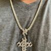 Round VVS Diamond CUBAN CHAIN CROSS Customized Pendant, Customized Religious Diamond Pendant, Full Iced Out Diamond Hip Hop Charm Pendant