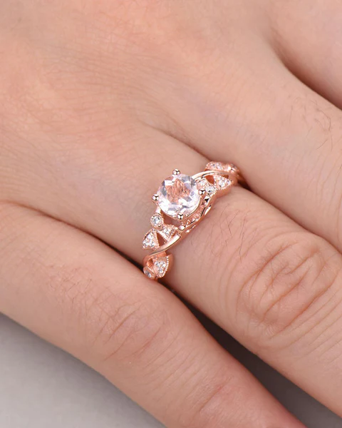 5_6aef26ee-bf44-49eb-9d56-b63e7563b7ea_600x600 Peach Pink Morganite Engagement Ring 14k Rose Gold Sterling Silver Pink Diamond Antique Wedding Ring Unique Milgrain Anniversary Gift Vintage