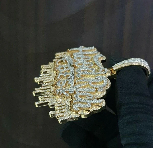 Round VVS Diamond HOOD RICH Teardrop Customized Pendant, Customized Letter Diamond Pendant, Full Iced Out Diamond Hip Hop Charm Pendant