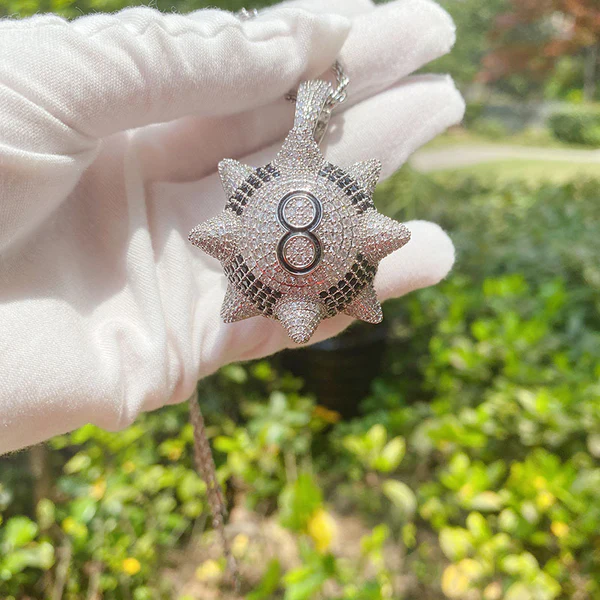 Round White VVS Diamond Hip Hop Pendant, Sterling Silver Iced Out Birthday Gift Pendant, Charm Diamond Hip Hop Pendant