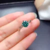Green Moissanite Ring Real 925 Sterling Silver Fine Jewelry Moissanite Diamond Ring for Women Anniversary Gift For Her