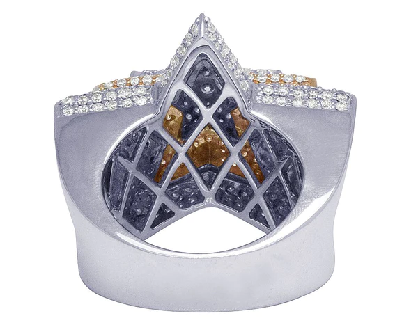 925 Sterling Silver Moissanite Diamond STAR Men Ring, Fully Iced Gold Plated Men Pinky Ring, Round Moissanite Diamond Hip Hop Ring For Him