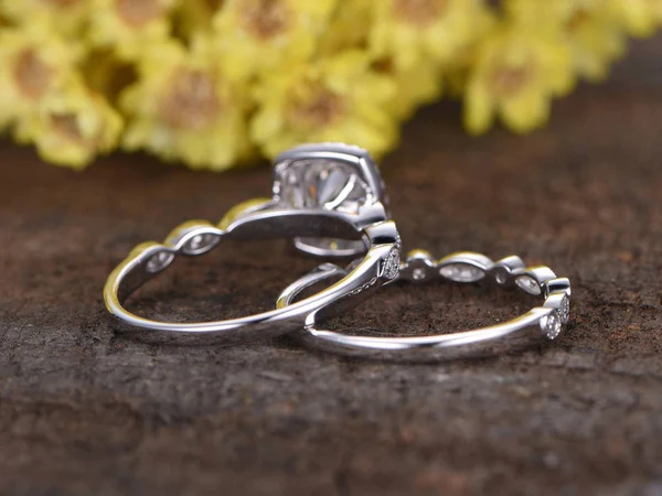 5_99baa1f2-f91b-433f-8991-bf89ec03aa70_600x600 Round Moissanite Diamond ring with matching band, round Moissanite ring and matching band bridal set, round Moissanite ring and band set