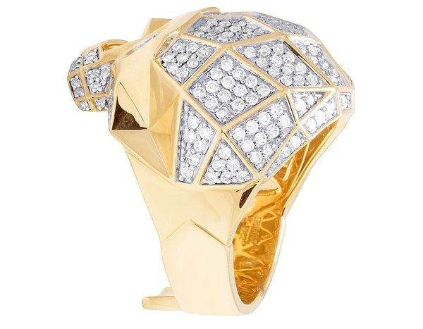 925 Sterling Silver Moissanite Diamond SKULL Men Ring, Fully Iced Gold Plated Men Pinky Ring, Round Moissanite Diamond Hip Hop Ring For Him