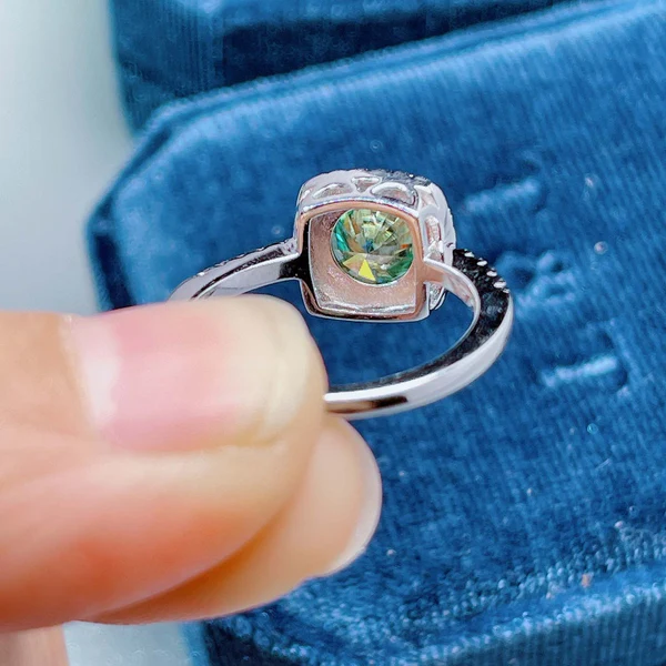 Green Moissanite Diamond Ring, Engagement Ring, Anniversary Ring for Women, Moissanite Diamond Jewelry,Personalized Ring, Gift for Her
