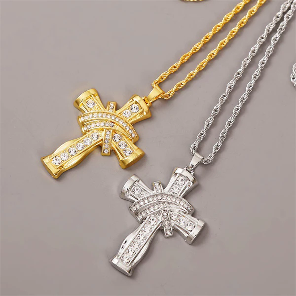 Customized CROSS Round VVS Diamond Hip Hop Pendant, Sterling Silver Iced Out Birthday Gift Pendant, Charm Diamond Hip Hop Pendant