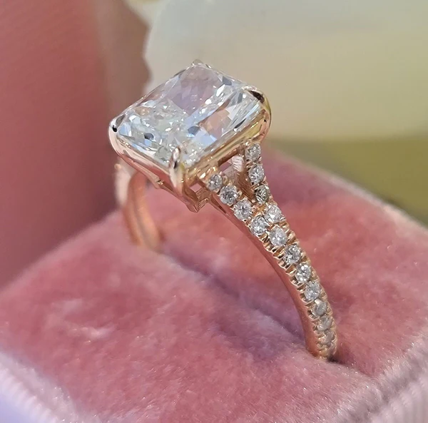 Radiant Moissanite Solitaire Diamond Engagement Ring, Sterling Silver Moissanite Diamond Wedding Ring For Bridal, 10K/14K Gold Anniversary Diamond Ring For Gift