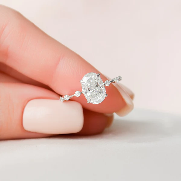 Oval Moissanite Solitaire Diamond Engagement Ring, Sterling Silver Moissanite Diamond Wedding Ring For Bridal, 10K/14K Gold Anniversary Diamond Ring For Gift