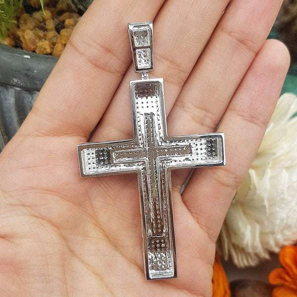 Customized CROSS Round VVS Diamond Hip Hop Pendant, Sterling Silver Iced Out Birthday Gift Pendant, Charm Diamond Hip Hop Pendant