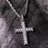 Round White VVS Diamond CROSS Hip Hop Pendant, Sterling Silver Iced Out Birthday Gift Pendant, Charm Diamond Hip Hop Pendant