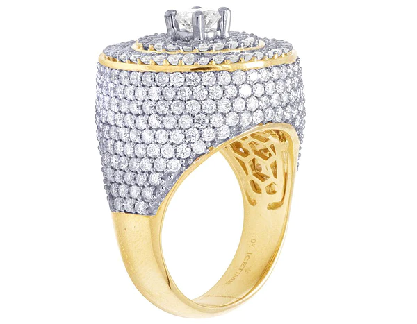 5_c20b697e-6356-4186-9aa6-163fcf60e604_600x600 925 Sterling Silver Moissanite Diamond Men Ring, Fully Iced Gold Plated Men Pinky Ring, Round Moissanite Diamond Hip Hop Ring For Him