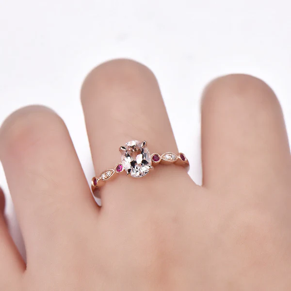 5_c861aa25-6abf-4926-8457-e9f39ba7052c_600x600 Oval Pink Morganite Engagement Ring Natural Morganite Diamond and Ruby Band Art Deco Wedding Band Bridal Promise Ring