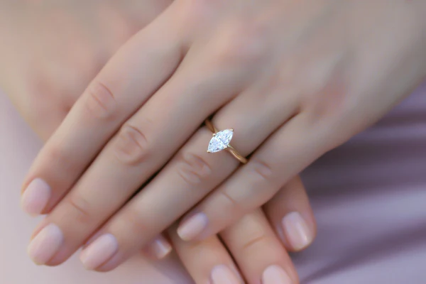 Marquise Moissanite Solitaire Diamond Engagement Ring, Sterling Silver Moissanite Diamond Wedding Ring For Bridal, 10K/14K Gold Anniversary Diamond Ring For Gift