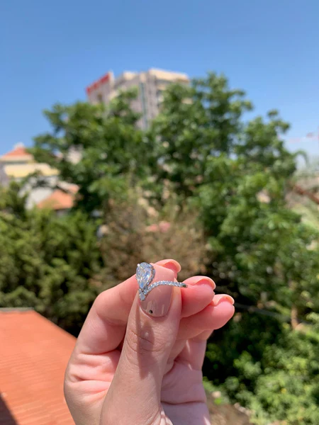 Pear Moissanite Solitaire Diamond Engagement Ring, Sterling Silver Moissanite Diamond Wedding Ring For Bridal, 10K/14K Gold Anniversary Diamond Ring For Gift