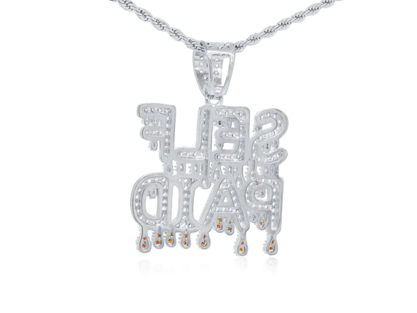 Round White VVS Diamond Customized Letter SELF PAID Hip Hop Pendant, Sterling Silver Iced Out Birthday Gift Pendant, Charm Diamond Hip Hop Pendant