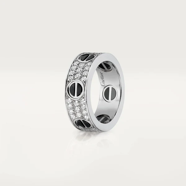 925 Sterling Silver Round Moissanite Diamond LOVE Unisex Ring, Fully Iced Gold Plated Men LOVE Pinky Ring, Round Moissanite Diamond Hip Hop Ring For Him