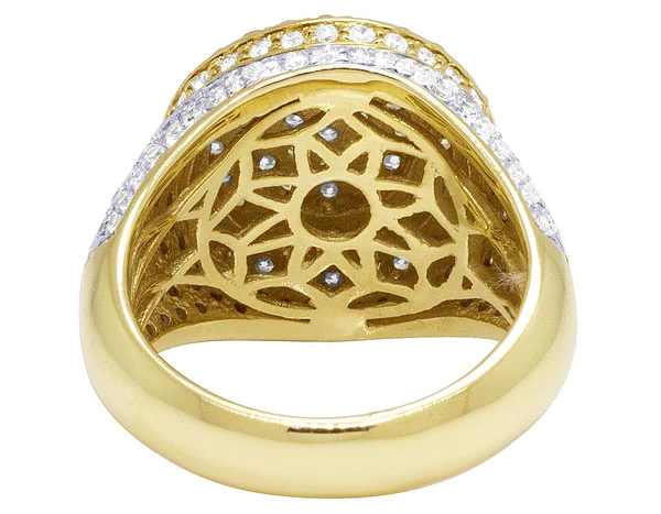 925 Sterling Silver Moissanite Diamond Men Ring, Fully Iced Gold Plated Men Pinky Ring, Round Moissanite Diamond Hip Hop Ring For Him