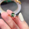 Dainty & Gorgeous Rectangle Emerald Cut Green Moissanite Ring, Sterling Silver Ring, Women's Ring Promise ring