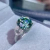 Elegant 2Ct Green Moissanite Ring, 925 Sterling Silver Ring, Dainty Engagement Rings For Women, Wedding Band, Promise Ring, Gift For Her