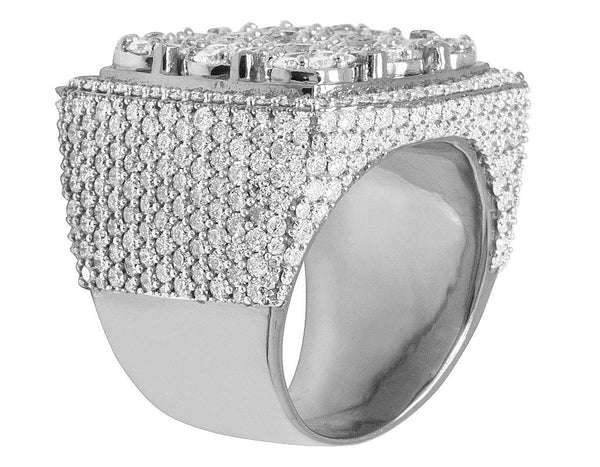 925 Sterling Silver Moissanite Diamond Men Ring, Fully Iced Gold Plated Men Pinky Ring, Round Moissanite Diamond Hip Hop Ring For Him