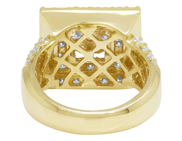 925 Sterling Silver Moissanite Diamond Men Ring, Fully Iced Gold Plated Men Pinky Ring, Round Moissanite Diamond Hip Hop Ring For Him