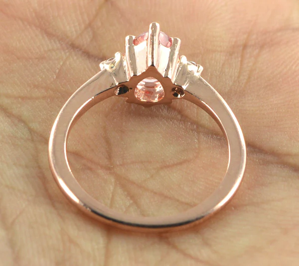 Pear Natural Pink Morganite Rose Gold Engagement Ring Sterling Silver  Diamond Wedding Rings Minimalist Women Promise Anniversary Gift