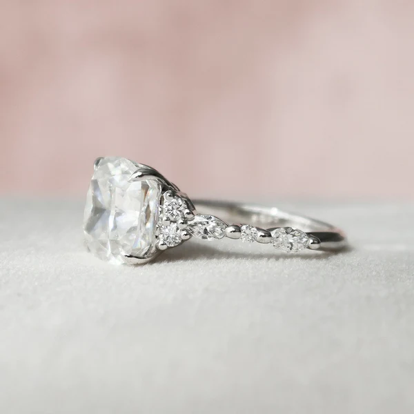 Cushion Moissanite Solitaire Diamond Engagement Ring, Sterling Silver Moissanite Diamond Wedding Ring For Bridal, 10K/14K Gold Anniversary Diamond Ring For Gift