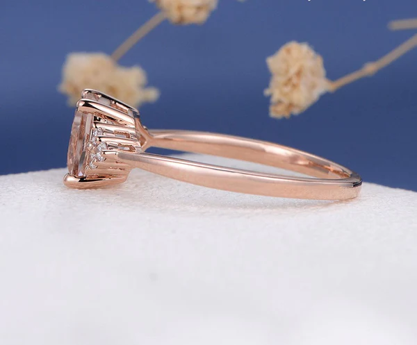 5_fd9c3091-fb46-4ab4-9605-757588aa4ec0_600x600 Cushion Cut Morganite Engagement Ring Rose Gold Cluster Morganite Ring Antique Bridal Diamond Women Stacking Solitaire Unique Anniversary