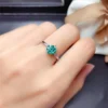 Green Moissanite Ring Real 925 Sterling Silver Fine Jewelry Moissanite Diamond Ring for Women Anniversary Gift For Her