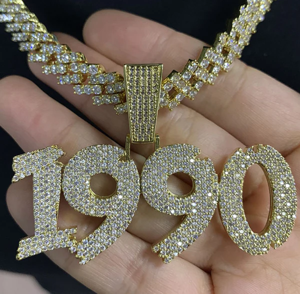 Customized Number Round VVS Diamond Hip Hop Pendant, Sterling Silver Iced Out Birthday Gift Pendant, Charm Number Diamond Hip Hop Pendant