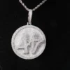 Customized Letter & Number Round VVS Diamond Spinning Hip Hop Pendant, Sterling Silver Iced Out Birthday Gift Pendant, Charm Diamond Hip Hop Pendant