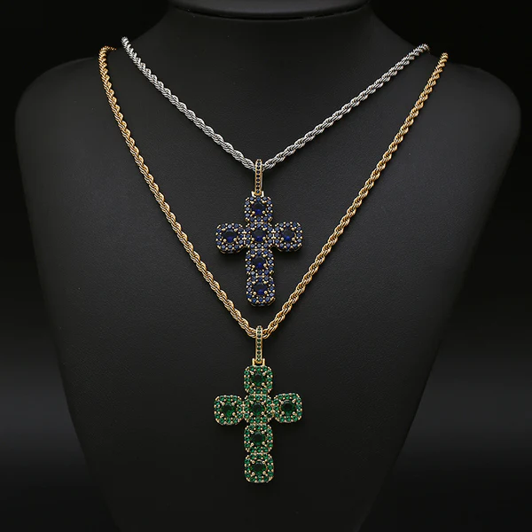 6_20ee1482-2aa2-41ed-8fe9-3e75d3e9b64b_600x600 Round Green VVS Diamond CROSS Hip Hop Pendant, Sterling Silver Iced Out Birthday Gift Pendant, Charm Diamond Hip Hop Pendant